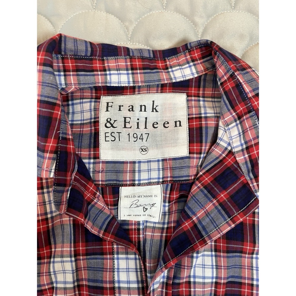 Frank And Eileen 100% Cotton "Barry" Shirt Red, White And blue Plaid Size XS - Picture 2 of 8